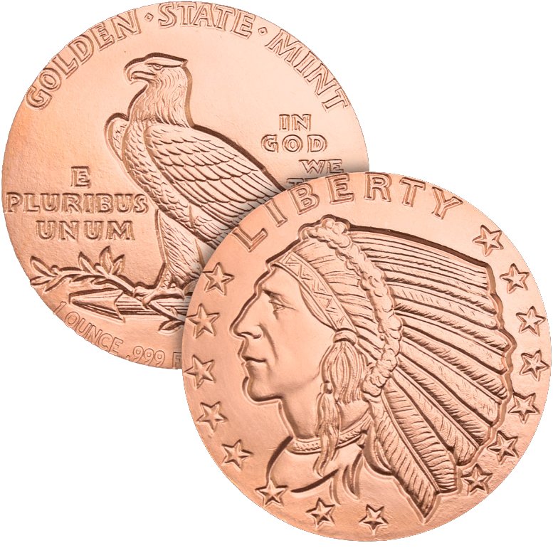 1oz Incuse Indian Liberty Copper Round