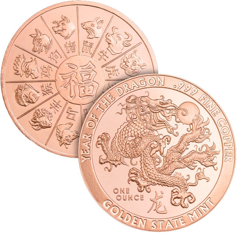1oz Year of the Dragon Copper Round
