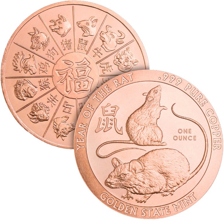 1oz Year of the Rat Copper Round