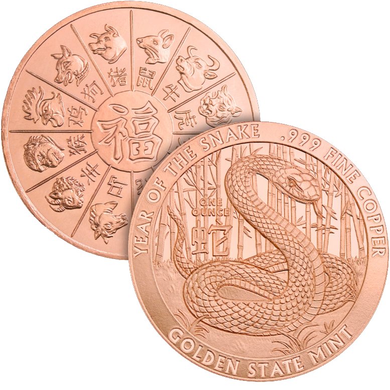 1oz Year of the Snake 2025 Copper Round