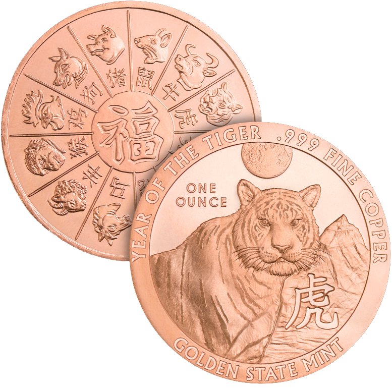 1oz Year of the Tiger Copper Round