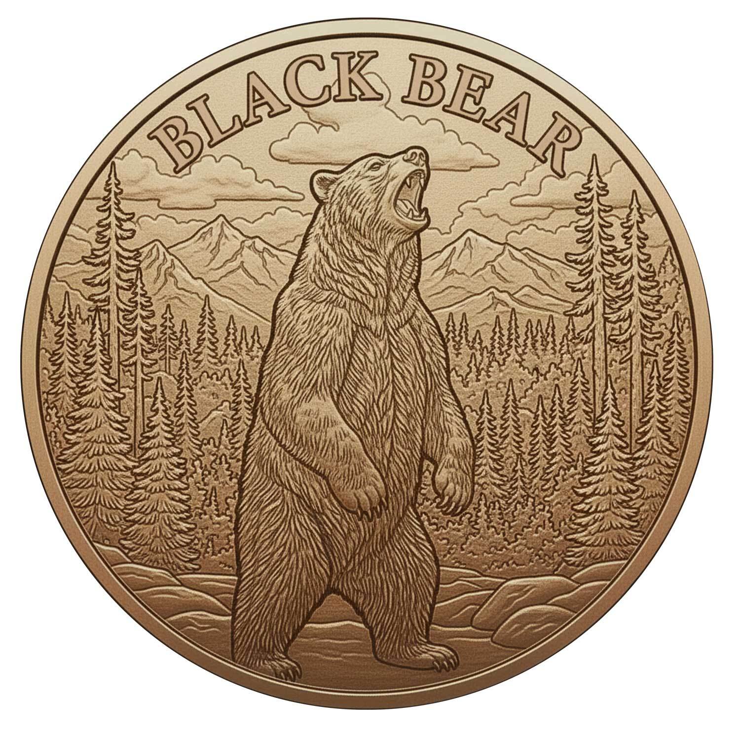 Black Bear 1oz .999 Fine Copper Round – Hunting Series