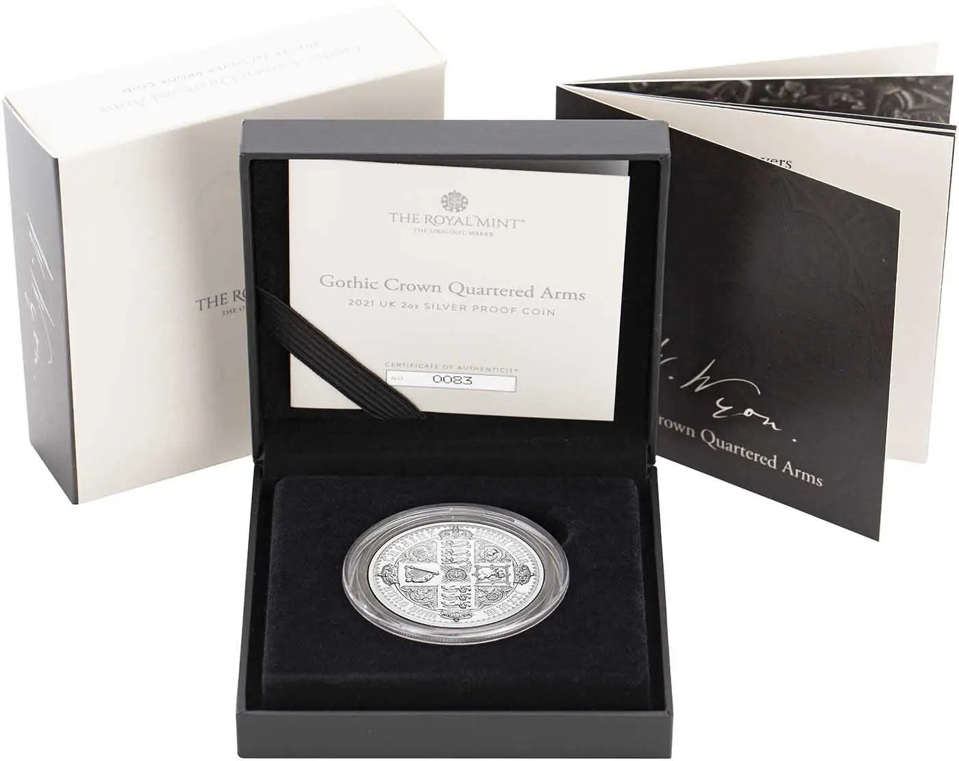 2021 Gothic Crown Quartered Arms 2 oz Silver Proof Coin