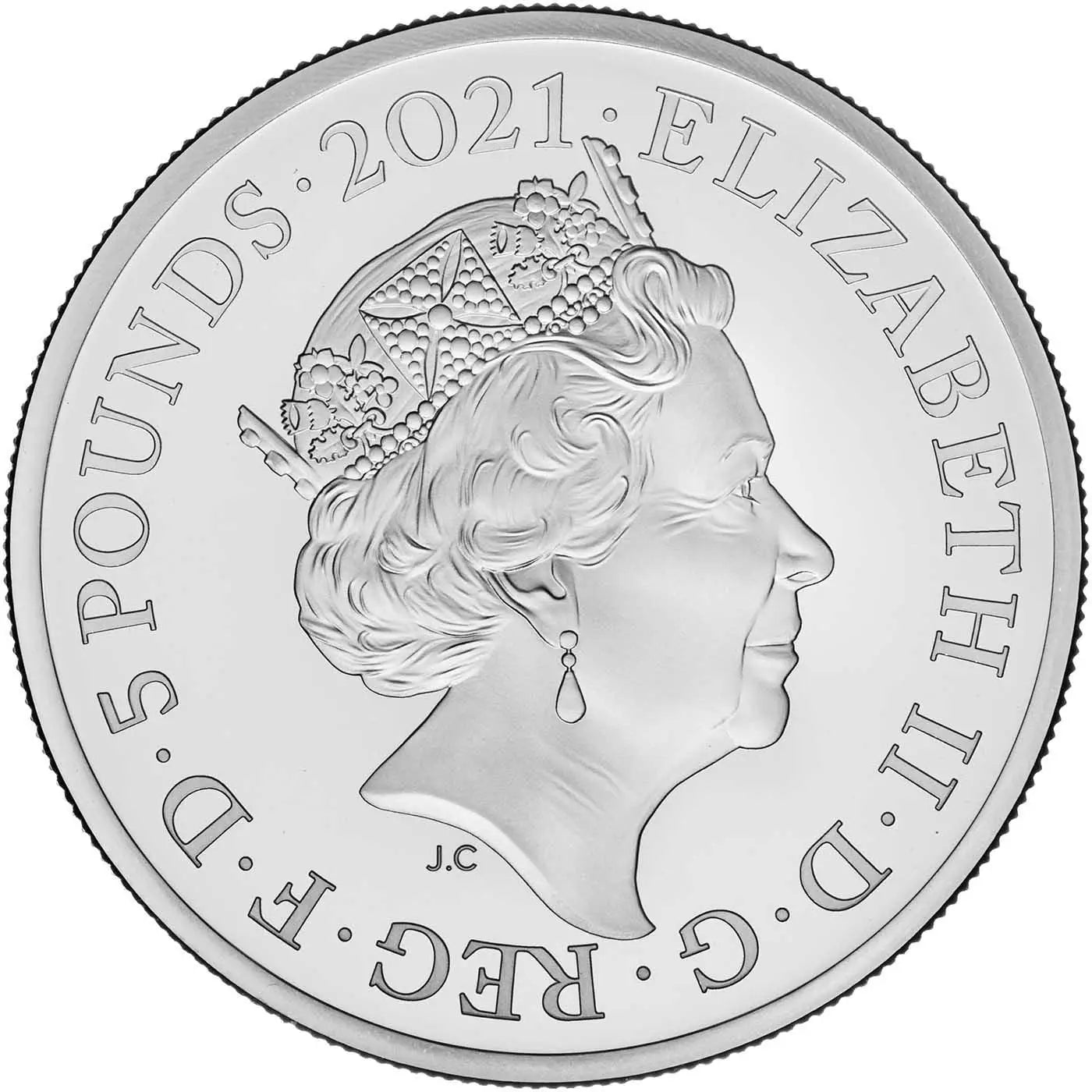 2021 Gothic Crown Quartered Arms 2 oz Silver Proof Coin