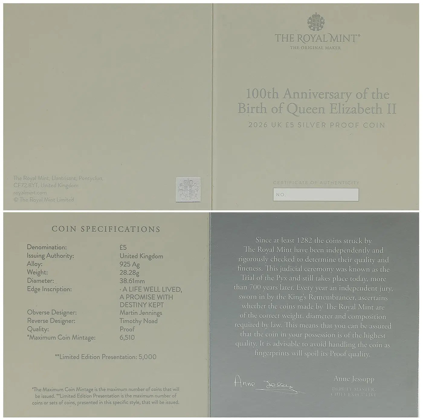 2026 '100th Anniversary of the Birth of Queen Elizabeth II' Silver Proof £5 Coin