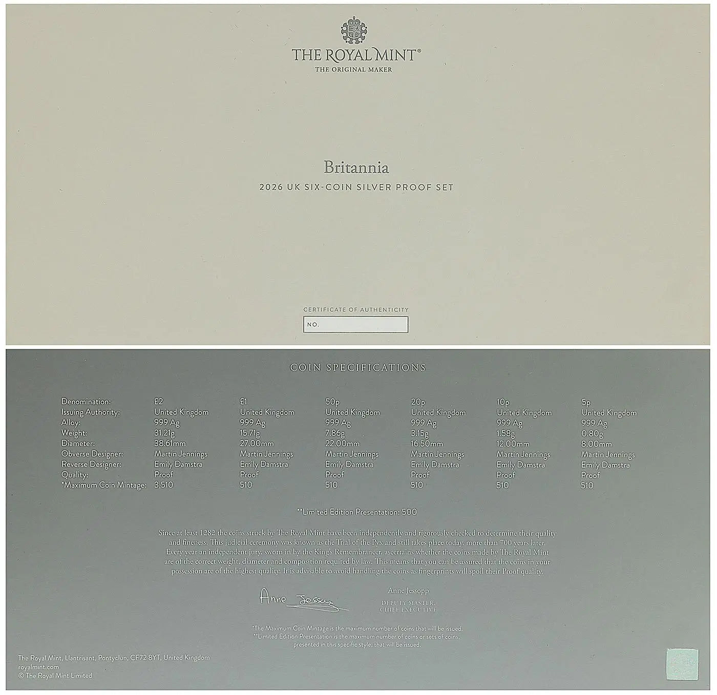 2026 Silver Britannia Proof 6-Coin Set