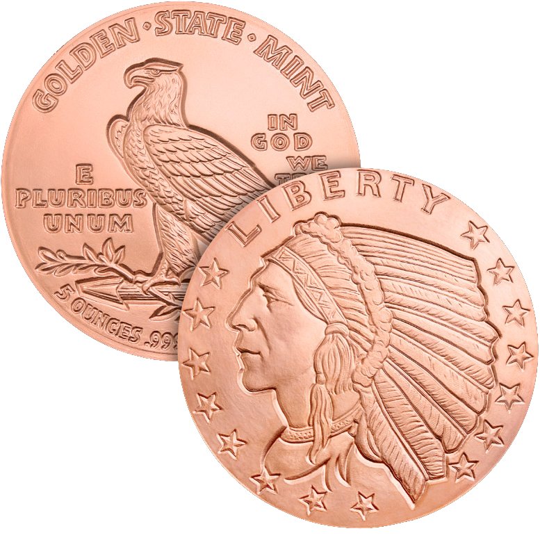 5oz Incuse Indian Copper Round - Golden State Mint