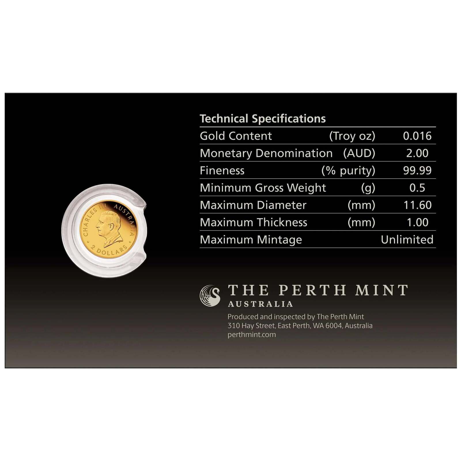 The Perth Mint - Mini Roo 2026 0.5g Gold Proof Coin in Card