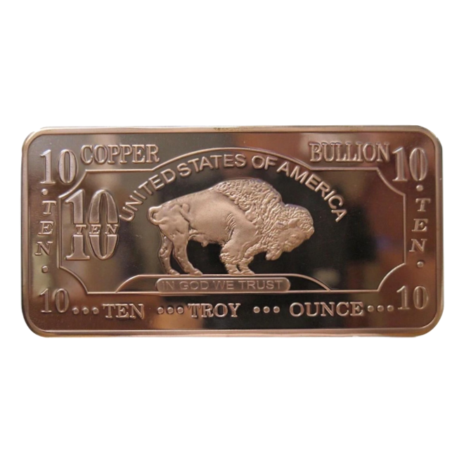 10oz .999 Pure Copper Buffalo Bullion Bar CMC Mint