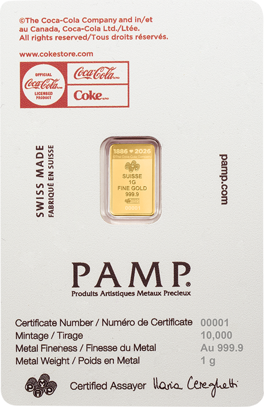 Coca-Cola® “Enjoy Coke®” 1 Gram Gold Colorized Bar (.9999 Fine Gold)