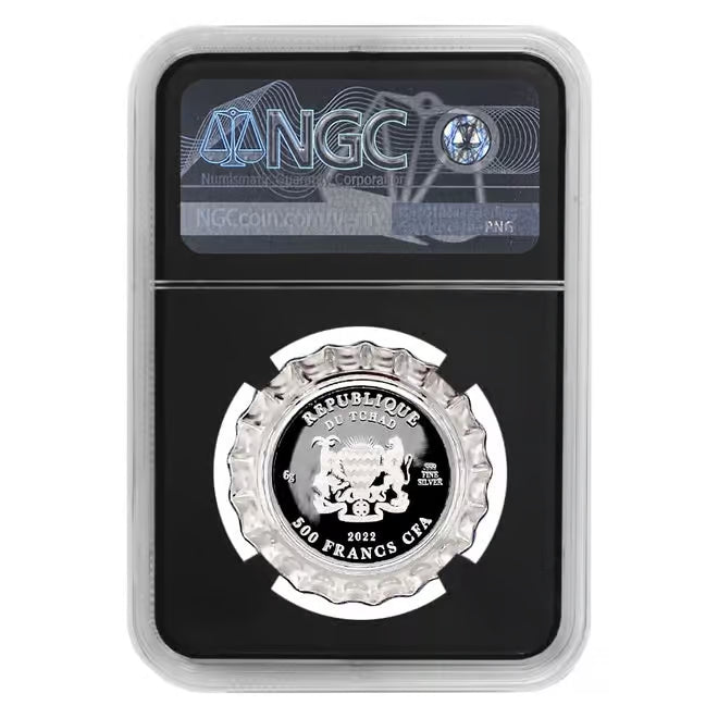 2022 Chad 6 gram Pepsi-Cola Retro Bottle Cap Proof Silver Coin NGC PF 70 ER (Retro Core)