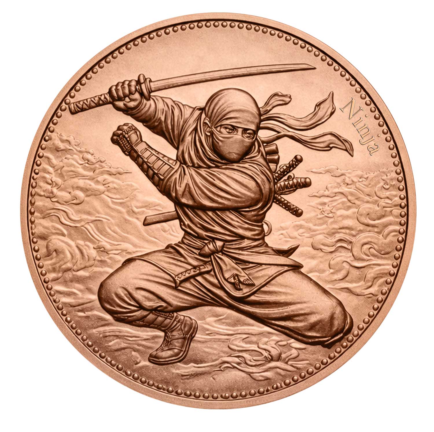 Ninja Warrior 1oz .999 Fine Copper Round – High Relief Collector Edition