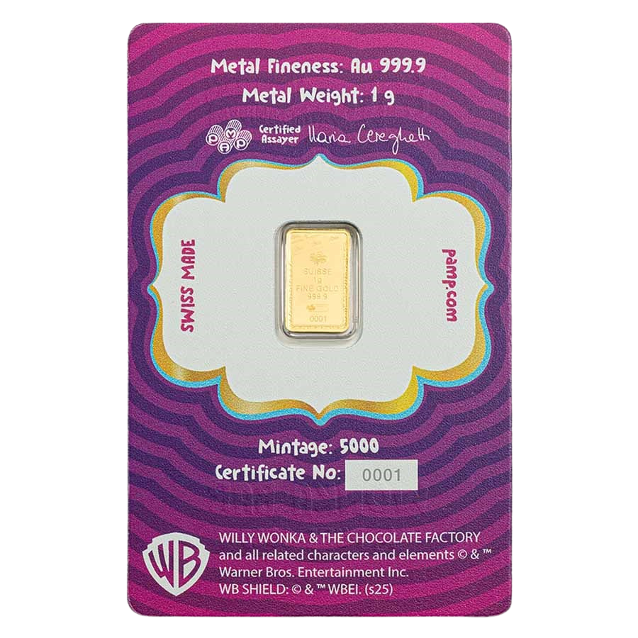 1g 999.9 Gold PAMP Willy Wonka Bar