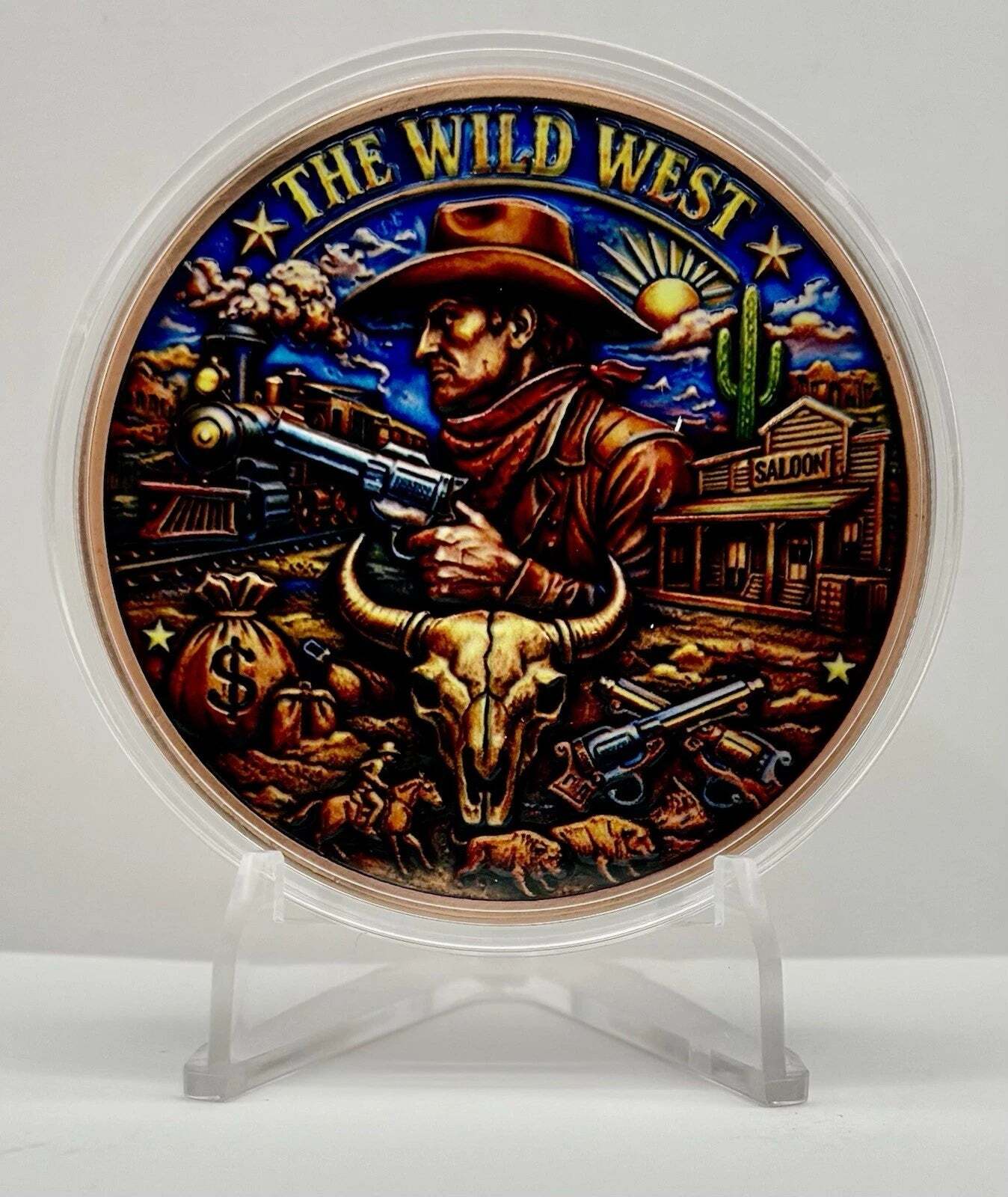The Wild West 5 Oz Copper .999 Colorized Round In Capsule Limited Mintage 1,000