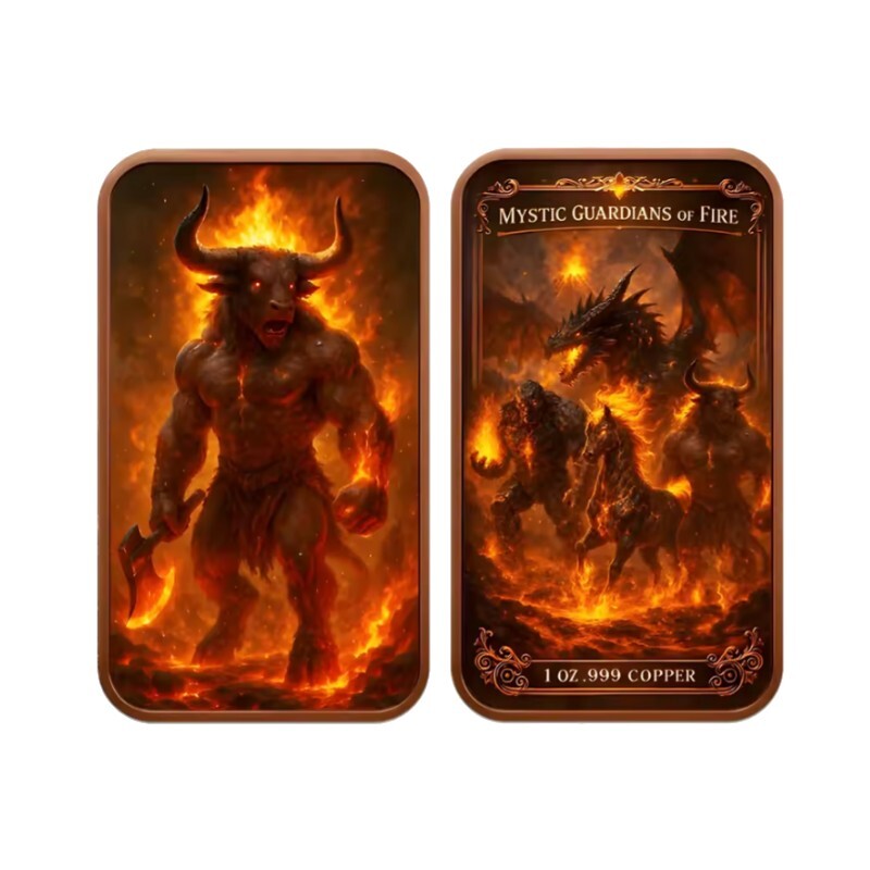 Mystic Guardians of Fire - Fire Bull 1oz .999 Copper Bar