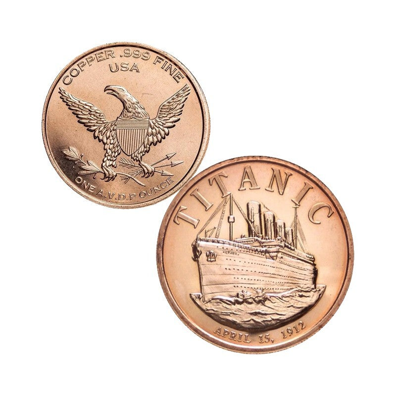 Titanic 1oz Copper Rounds 999 Fine Bullion Coin