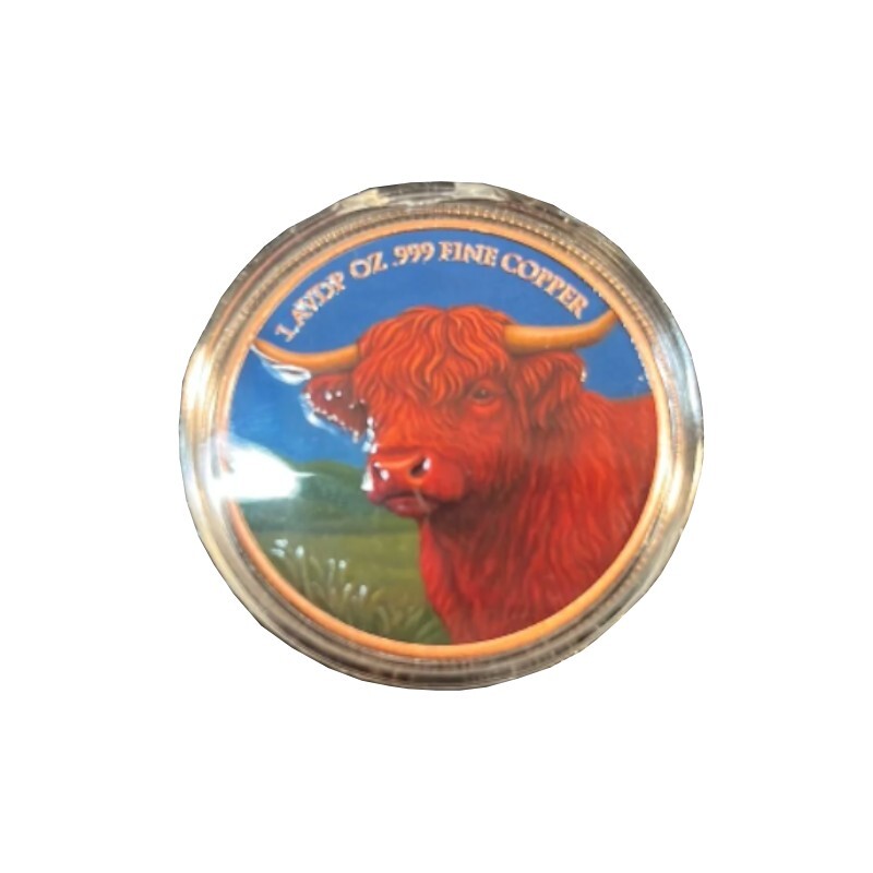1oz Scotland Highland Cow Copper Coin .999 Copper