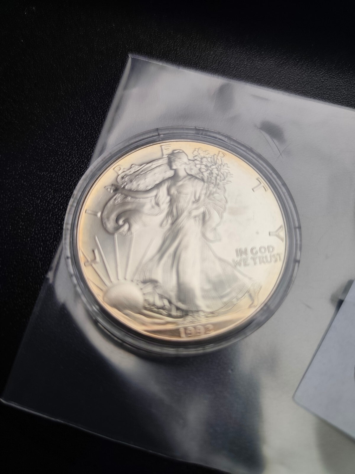 1992 American "Walking Liberty" Silver Eagle Coin 1oz - Slight Toning