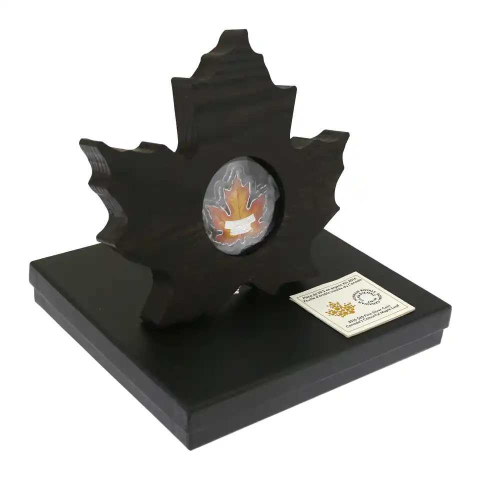 2016 Canadian Mint Colourised Silver Maple Leaf Shaped $20 Fine Silver Coin
