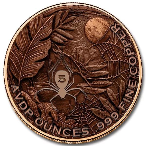 Spider 5oz Glow in the Dark Copper Round