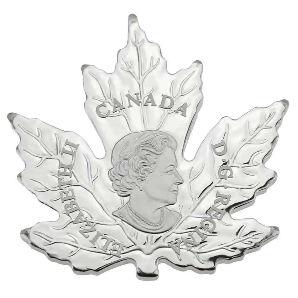 2016 Canadian Mint Colourised Silver Maple Leaf Shaped $20 Fine Silver Coin