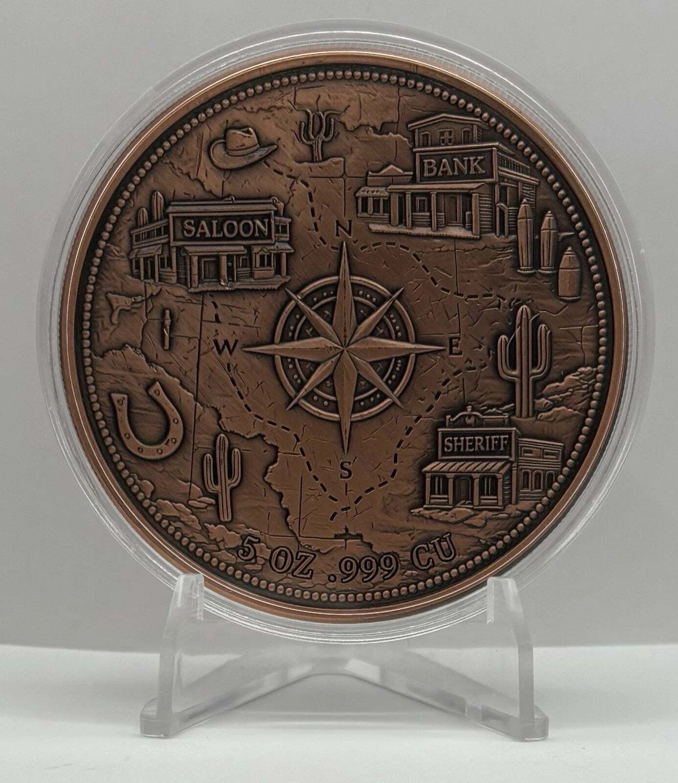 The Wild West 5 Oz Copper .999 Colorized Round In Capsule Limited Mintage 1,000