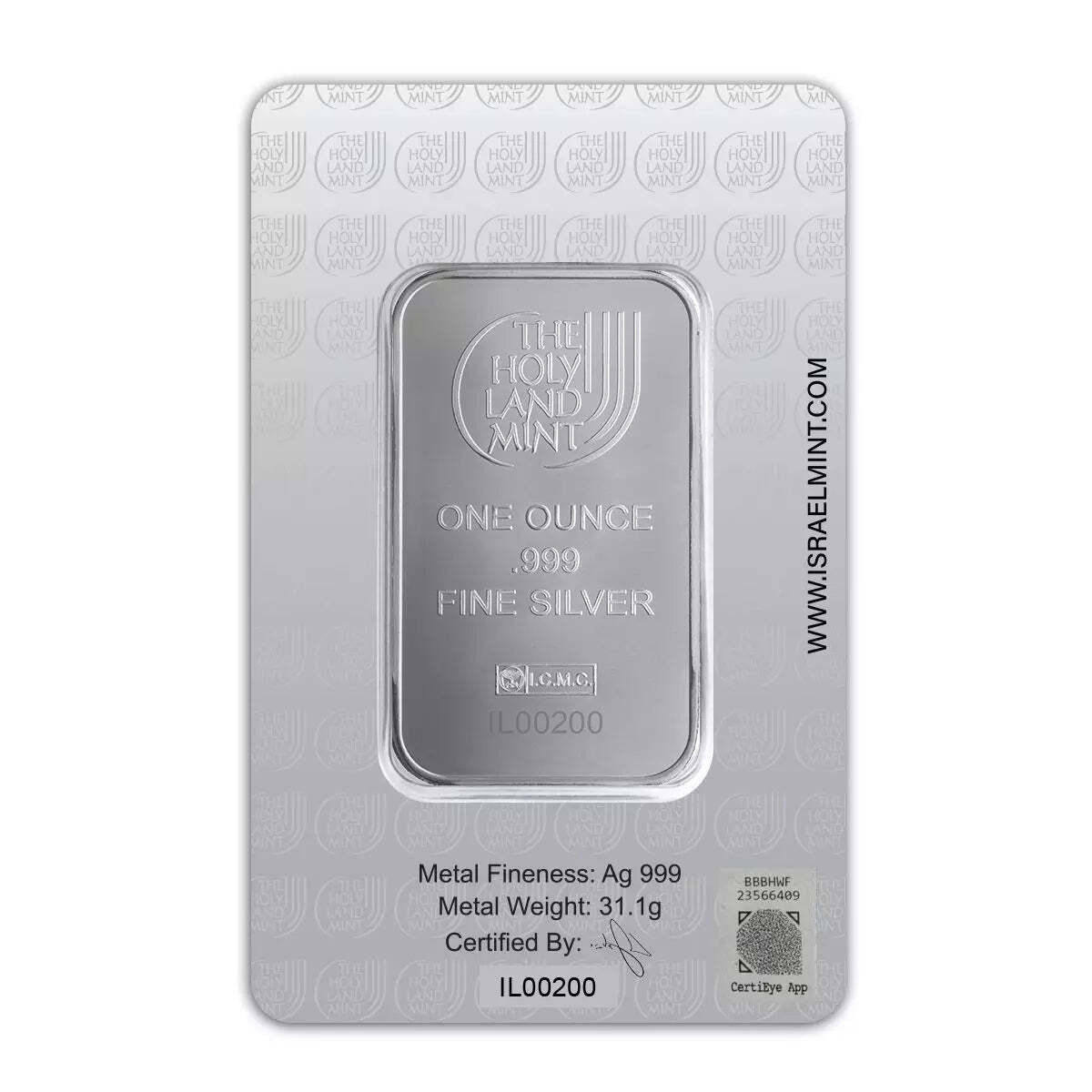 1oz Silver Bar - Lion of Judah - Holy Land Mint