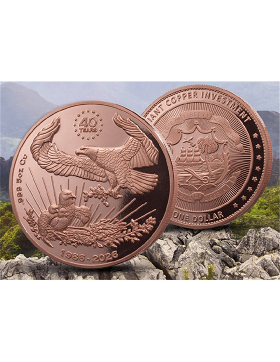 EAGLE Giant Copper Investment 5 Oz Copper Coin 1$ Liberia 2026