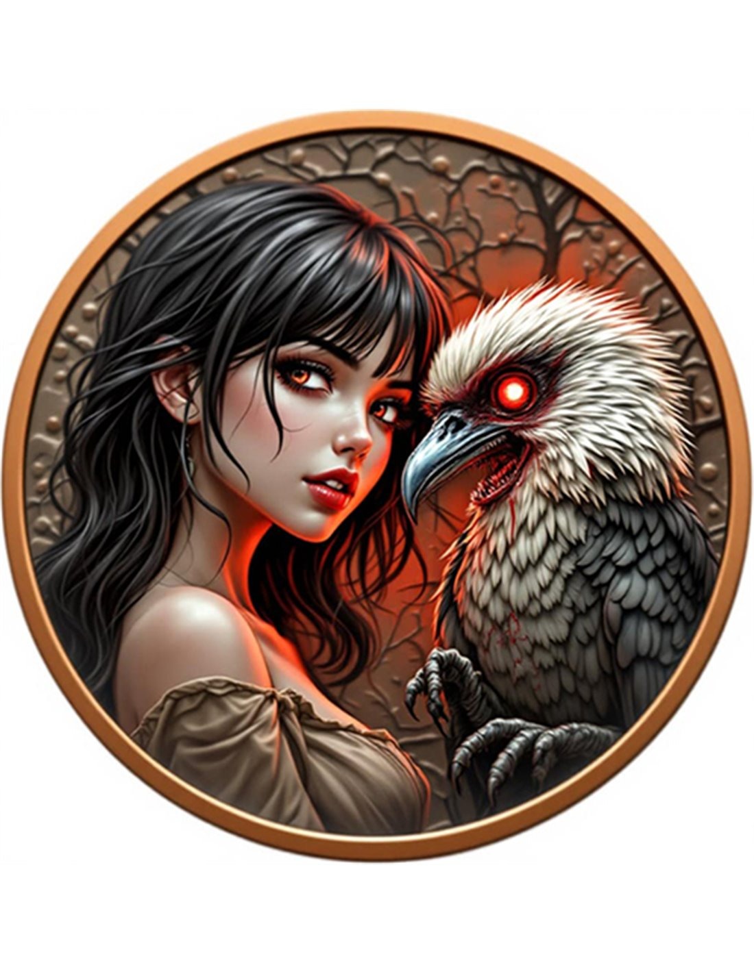 THE LAUGHING DEATH Zombie Vixens Kookaburra Colorized Copper Round Card 2025