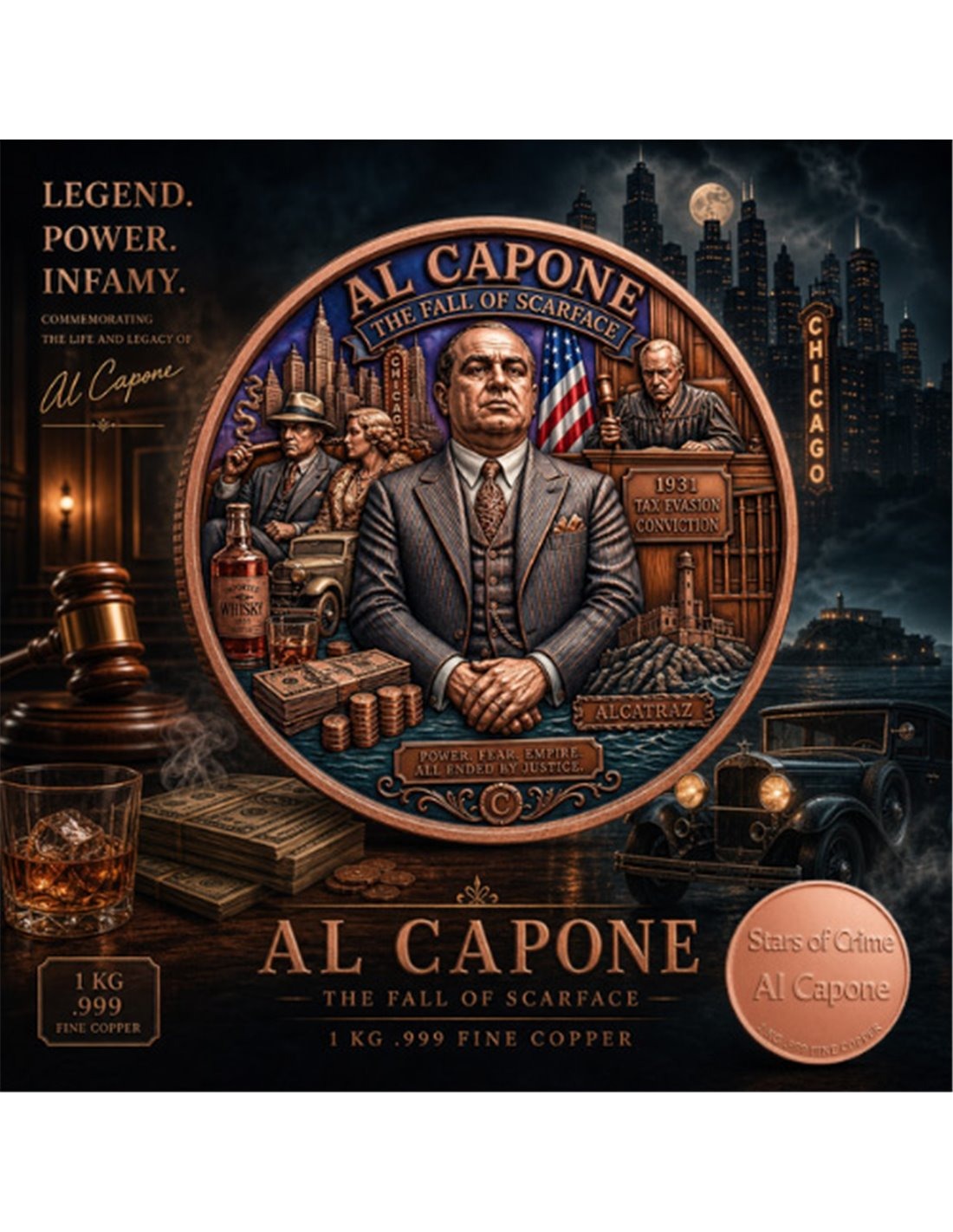 AL CAPONE Stars of Crime 1 Kg Kilo Copper Round 2026