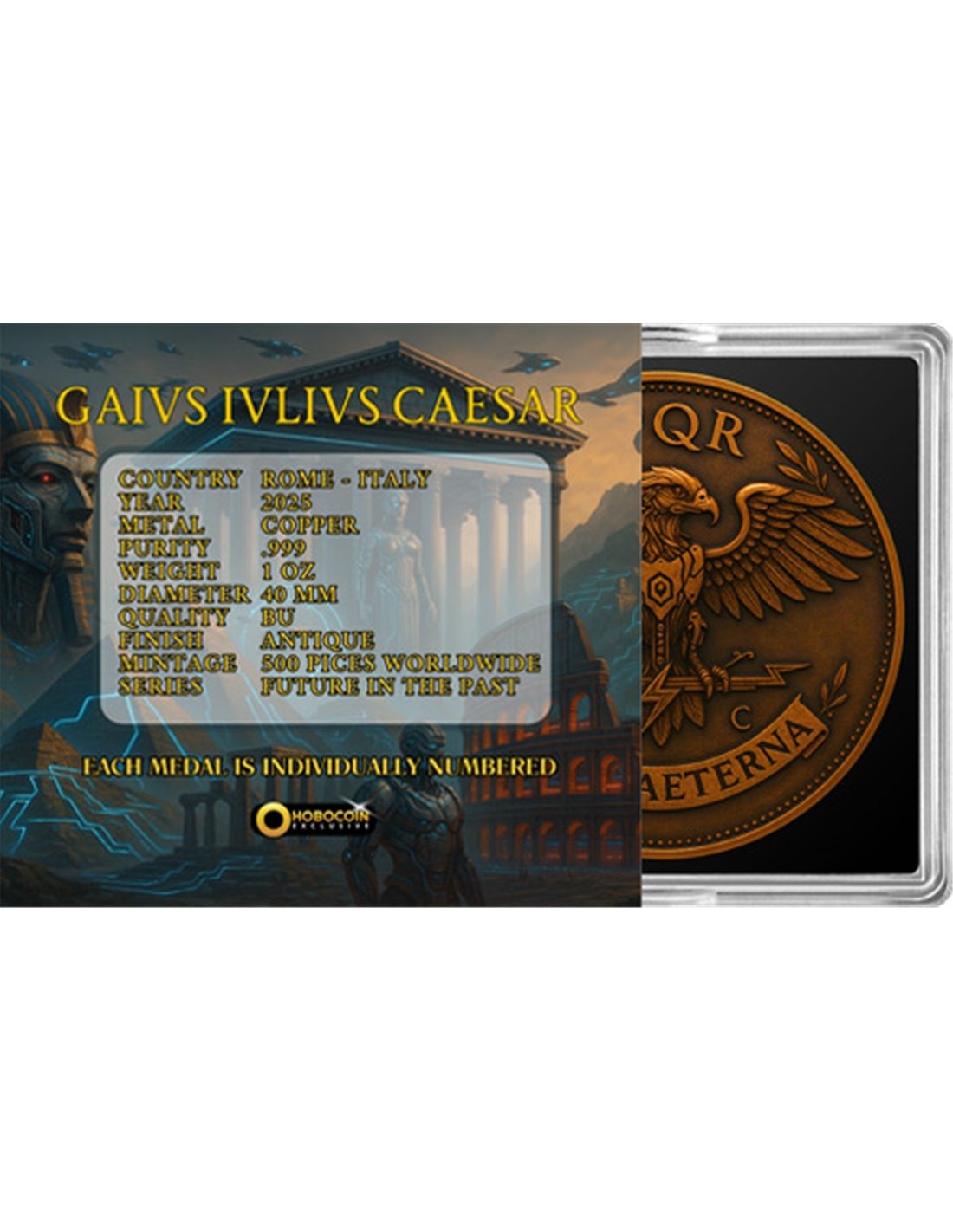 GAIVS IVLIVS CAESAR Roma Aeterna Future In The past 1 Oz Copper Round Italy 2025
